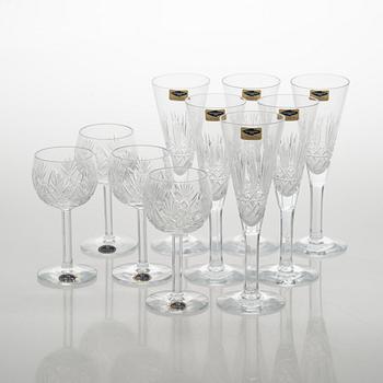 Samppanja- ja valkoviinilaseja, 10 kpl, "Leo" ja "Yrjö", Riihimäen lasi. Alkuperäisrasioissa.