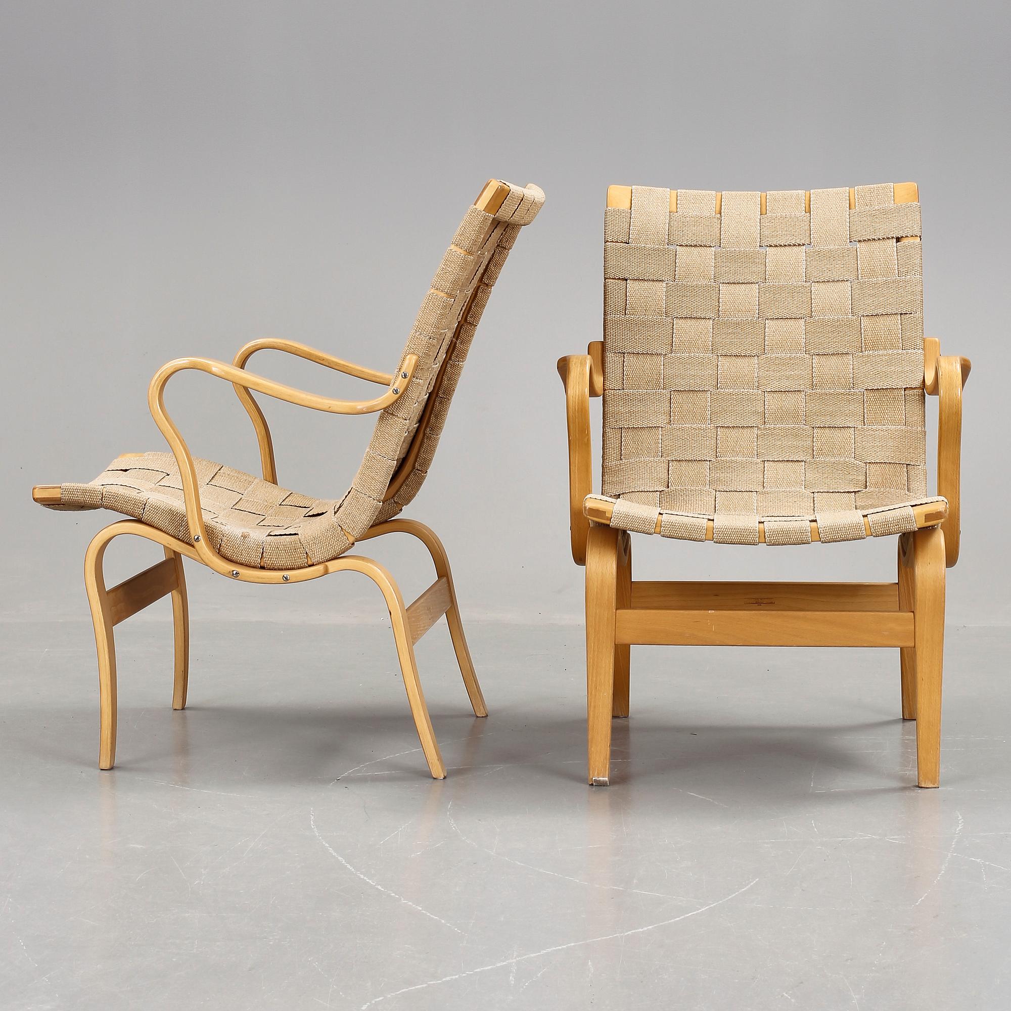 FÅTÖLJER, ett par. "Eva", Bruno Mathsson.