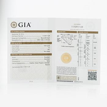 Engelbert, ring, platinum with brilliant-cut diamond 0.50 ct, accompanying GIA dossier.