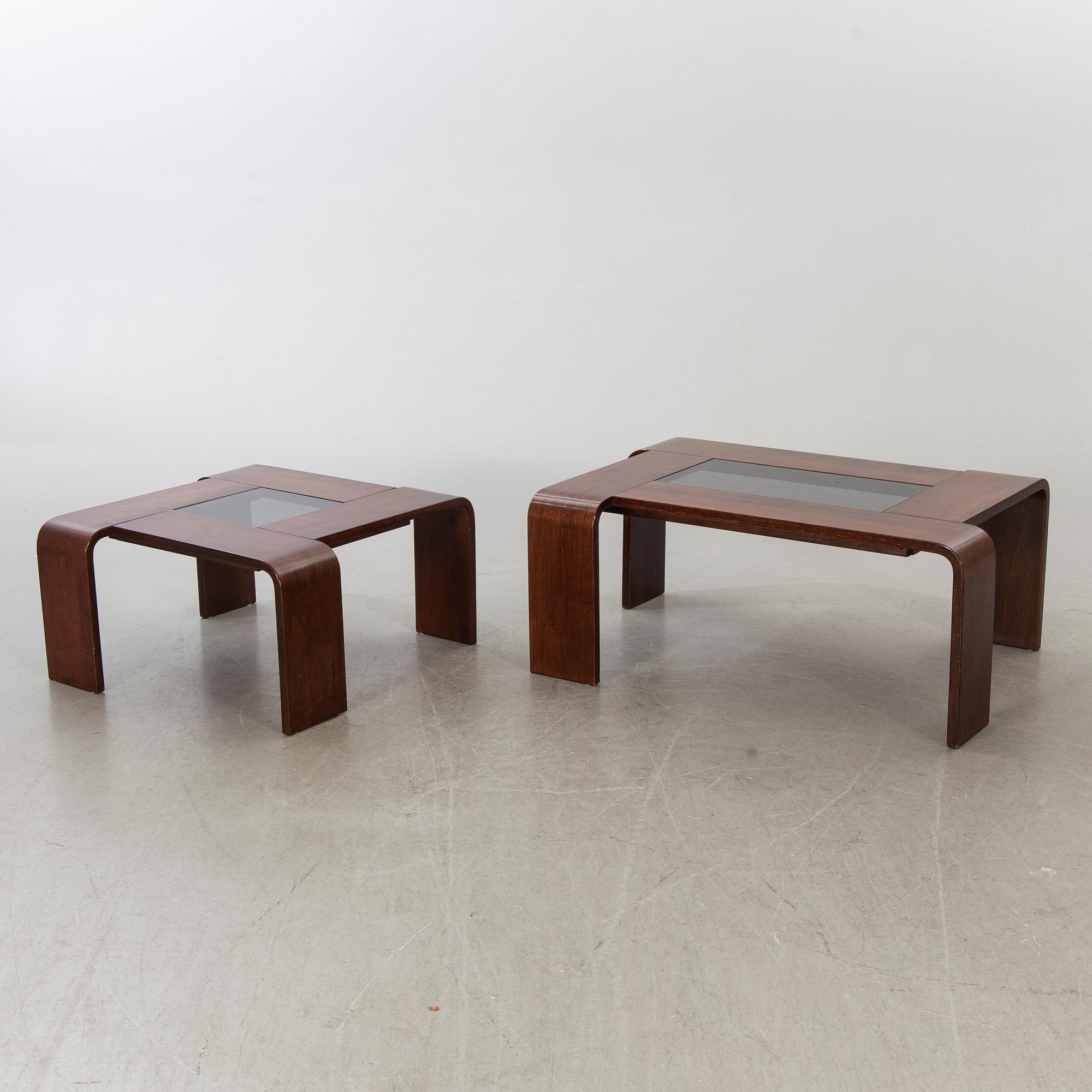 Possibly two Percival Lafer, Brazilian 1970/80:s sofa tables.