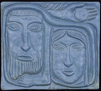 Åke Holm, stengods, relief, signerad.