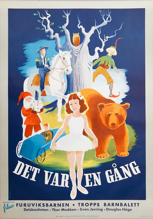 REKLAMAFFISCH, litografiskt tryck, "Det var en gång", Solbreck-Möller, 1940-tal.