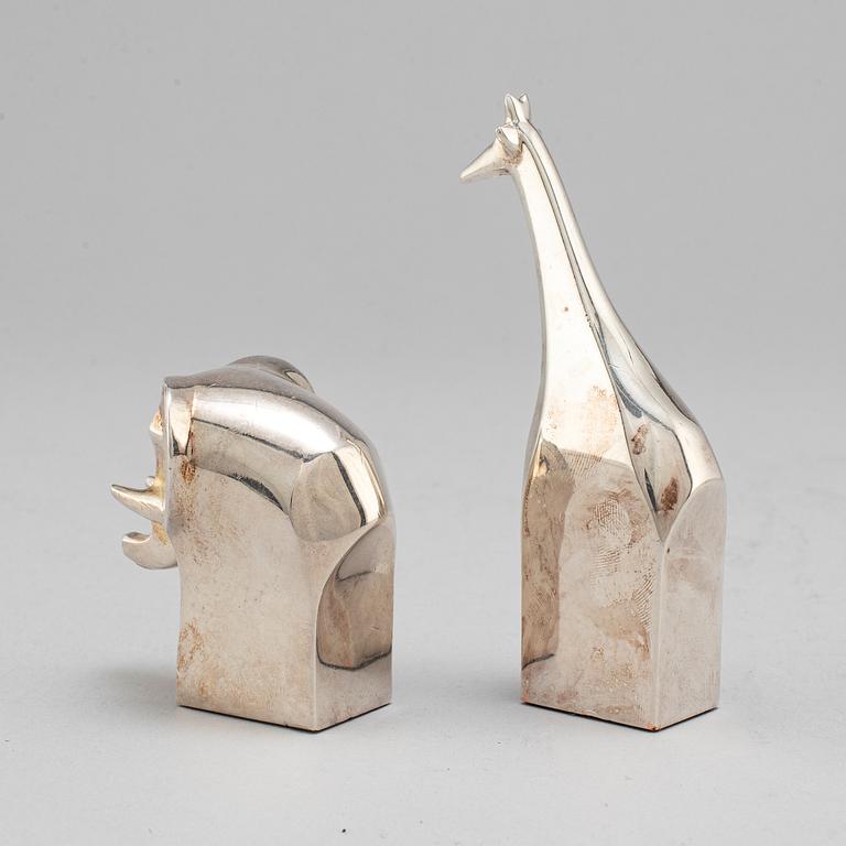 GUNNAR CYRÉN, wo silverplated figurines, Danish design, Japan.