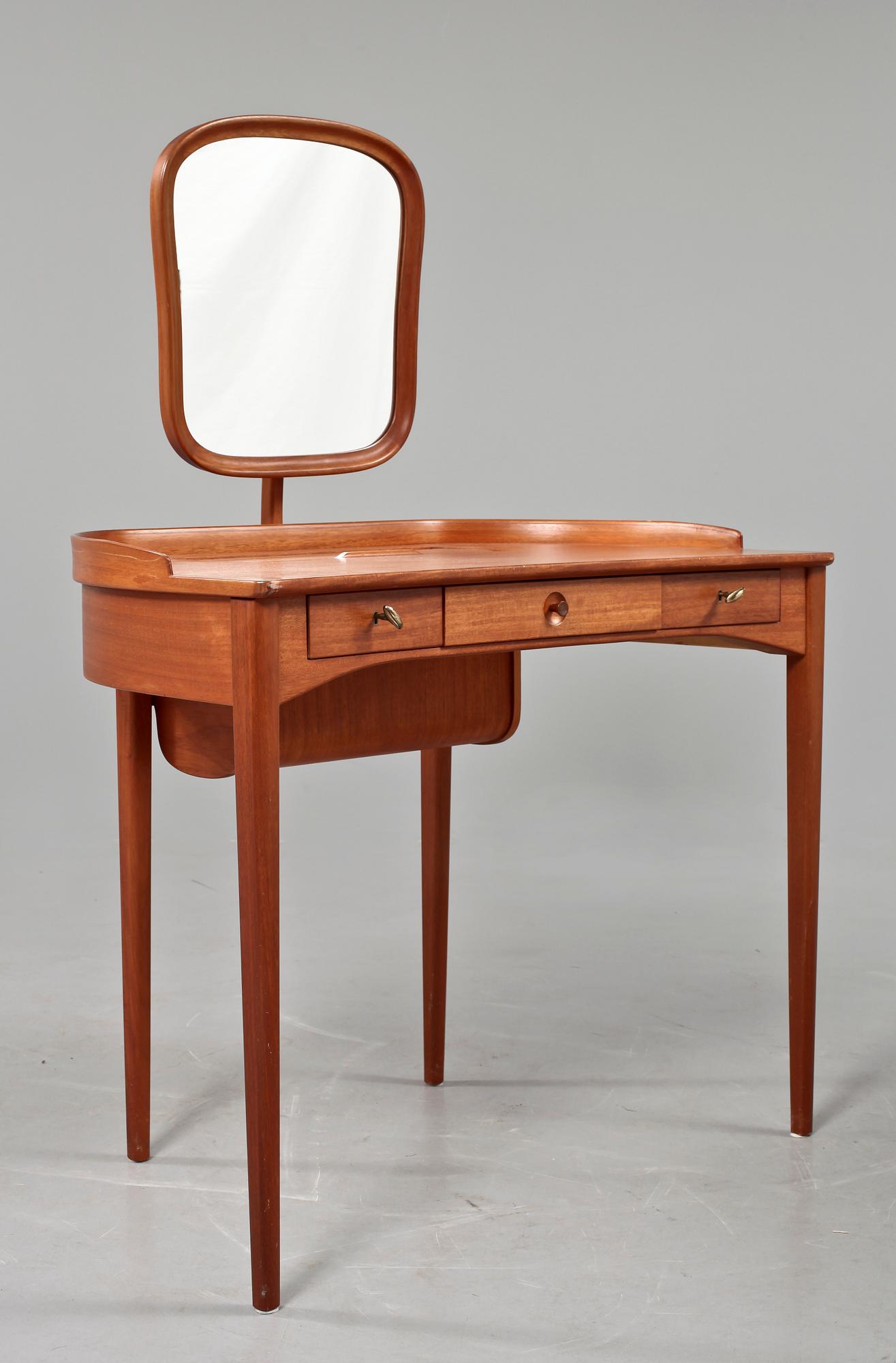 TOALETTBORD, "Birgitta" samt PALL, Carl Malmsten, Bodafors, 1962.