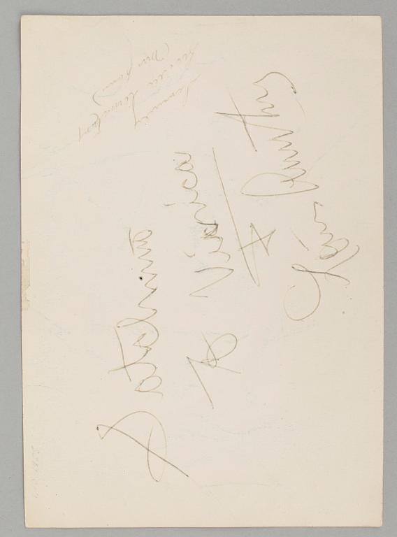 MENUBLAD MED AUTOGRAF, Louis Armstrong med hustrun Lucille, 1950/60-tal.