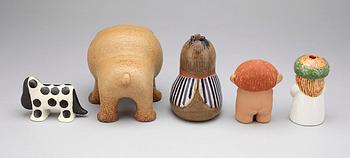 FIGURINER, 5st, stengods, Lisa Larson, Gustavsberg, 1900-talets andra hälft.