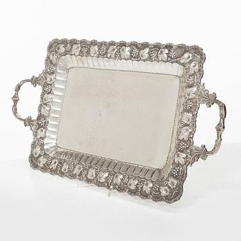 Tray, silver, 20th century.