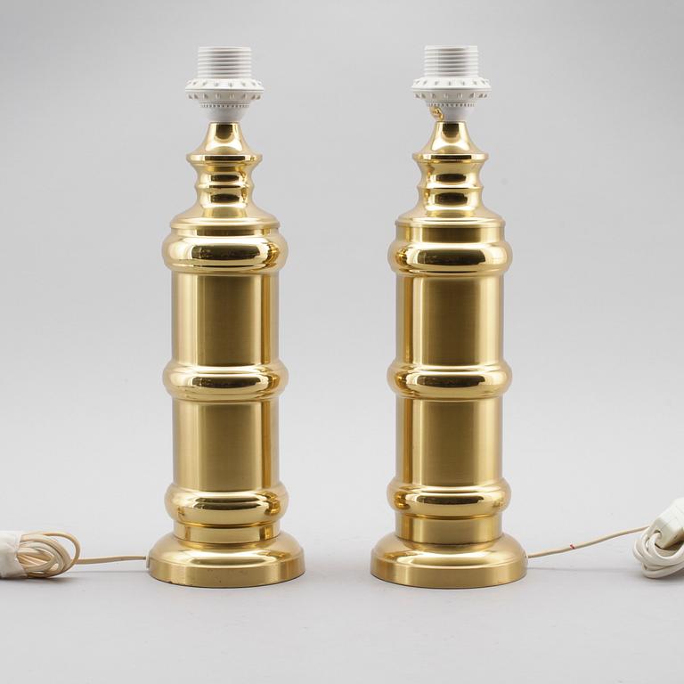 BORDSLAMPOR, 1 par, mässing, märkta IA, 1900-talets andra hälft.