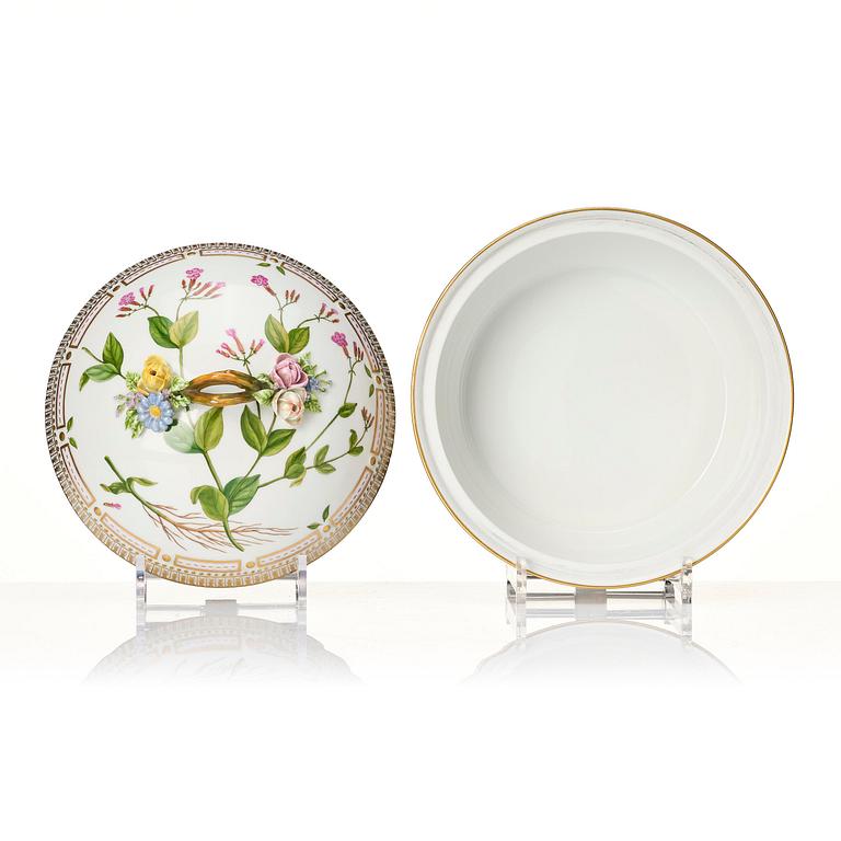 A Royal Copenhagen 'Flora Danica' vegetable tureen with cover, Denmark, 20th century.