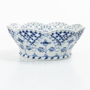 Royal Copenhagen, A "Musselmalet full lace" (blue fluted full lace) porcelain chestnut bowl, model 1061, 1969-73.