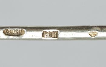 TESKEDAR, 12st, förgyllt silver, sannolikt Ivan Sergeyevich Lebedkin, Moskva, Ryssland, tidigt 1900-tal.