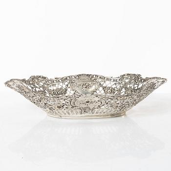 A silver bread basket, Swedish import mark, circa 1900.