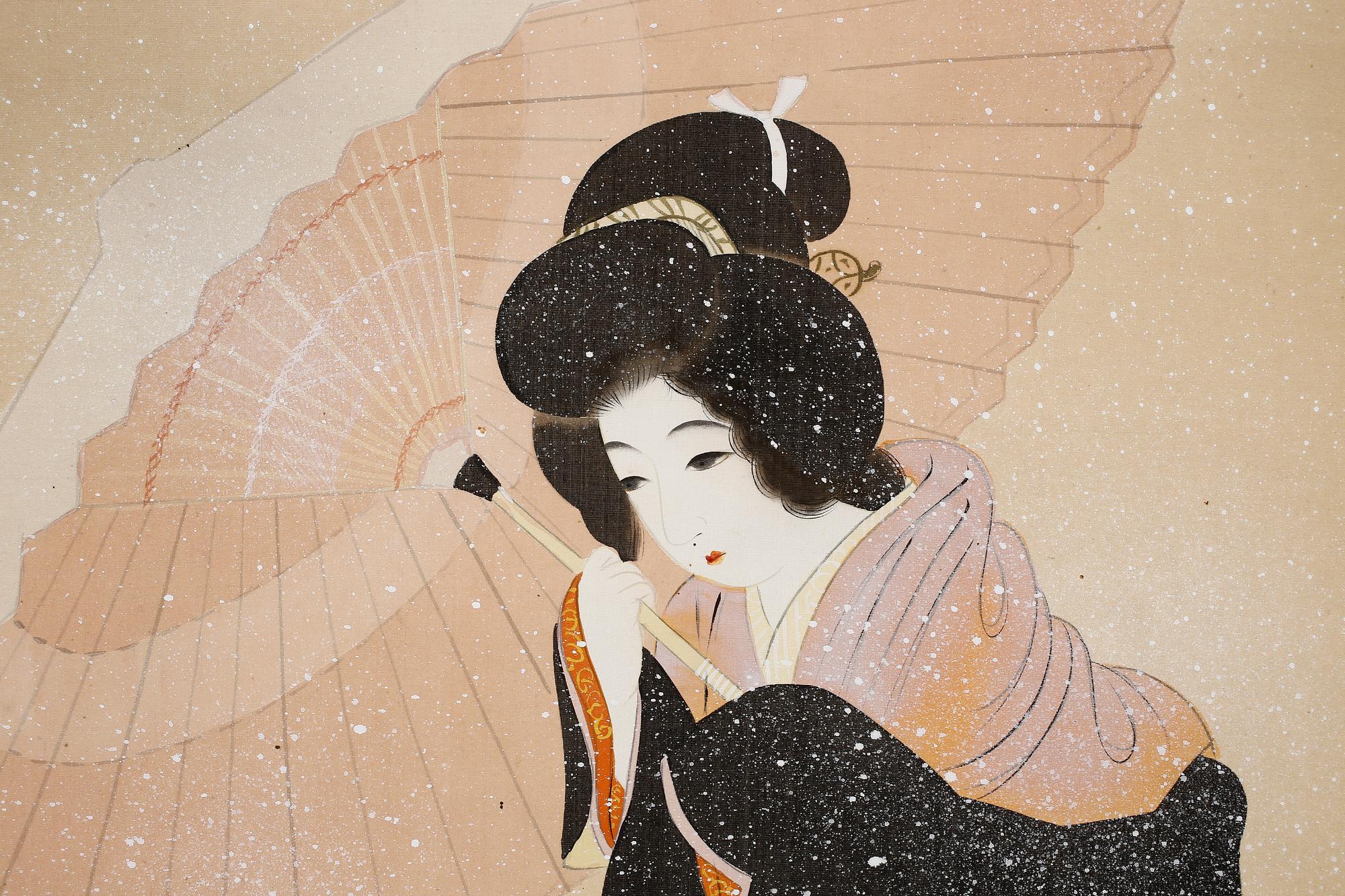 KAKEMONO, färgpigment på siden, Japan.