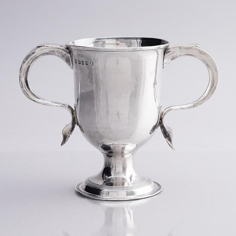 A Brittish 18th century two-handled silver cup, mark of Joshua Lejeune, London 1790.