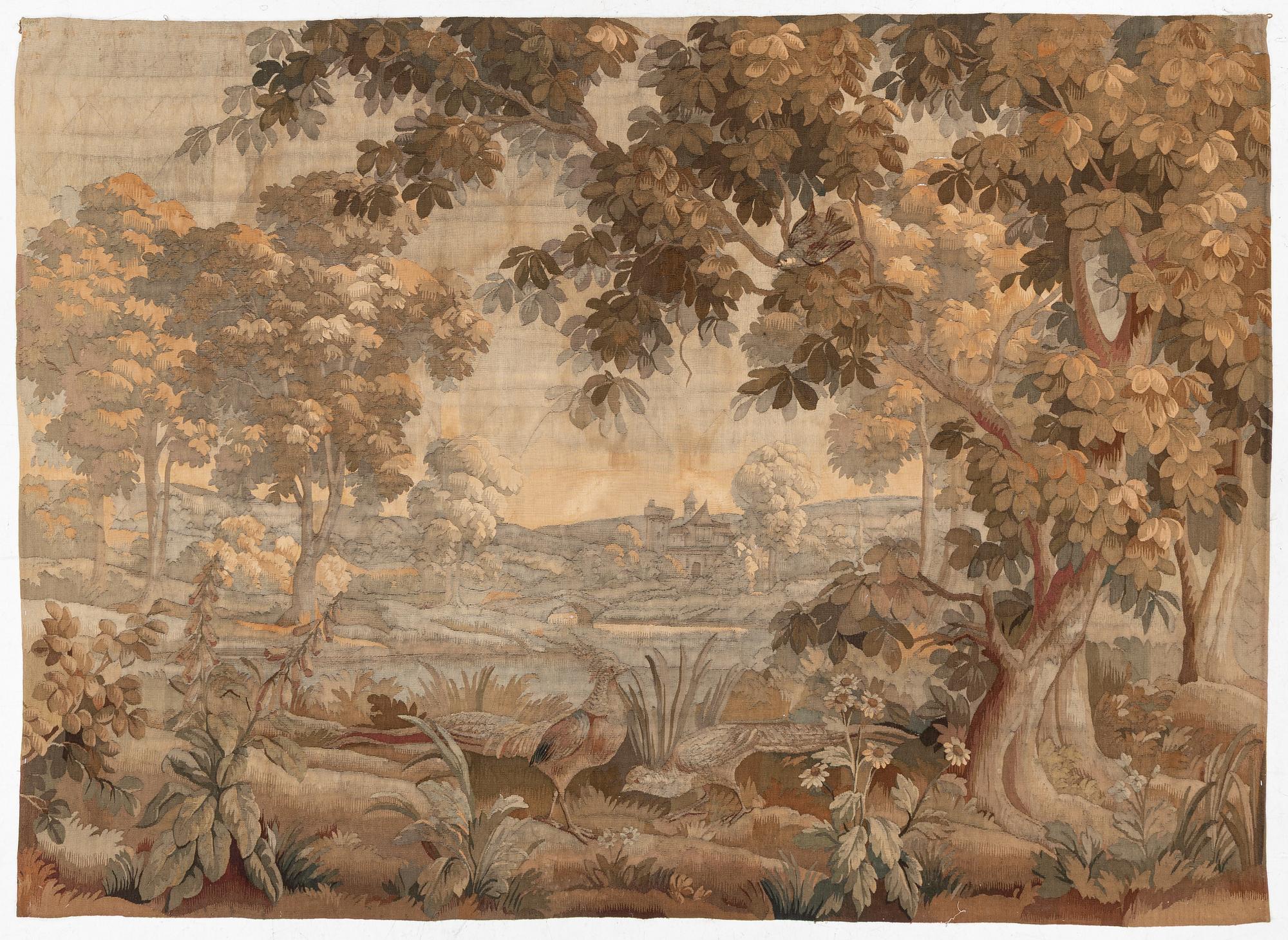 A french 'Verdur' tapestry, c. 200 x 289 cm, France, second half of the 19th century.