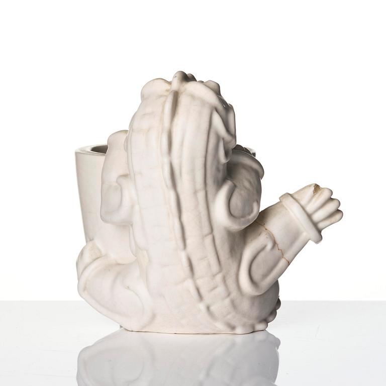 Wilhelm Kåge, a set of two stoneware sculptures of dragon puppies, Gustavsberg, Sweden 1940-50's.