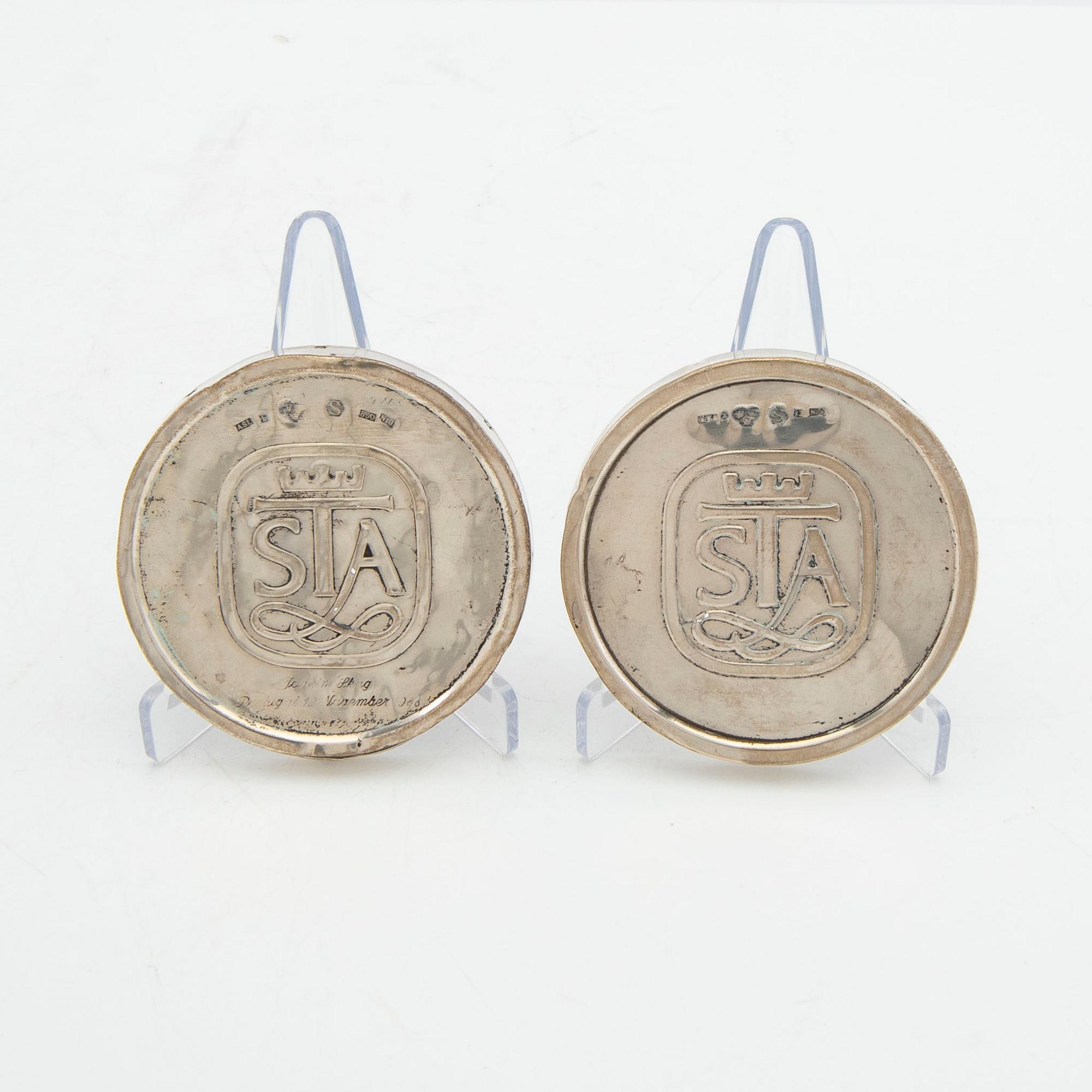 Snuff box lids 2 pcs silver Nordiska Affineriet Ana ab Helsingborg 1987.