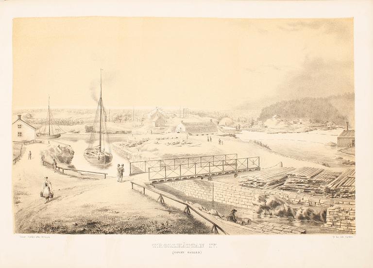 GÖTHA KANAL, bok, "Från Stockholm till Götheborg", 1843, Albert Bonniers förlag med litografier av C.J Billmark.