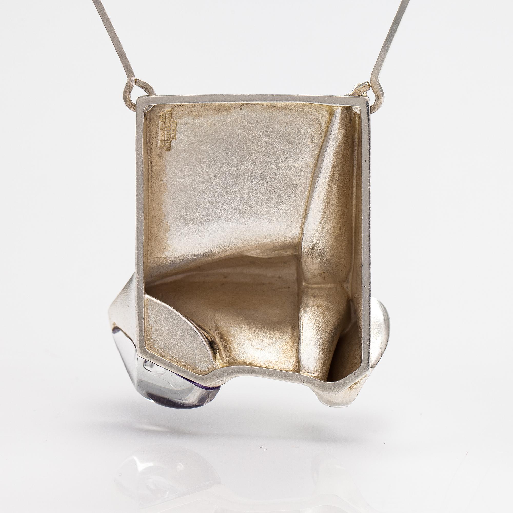 Björn Weckström, "Monolit" a sterling silver and acrylic necklace. Lapponia 1974.