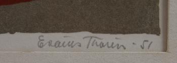THORÉN, ESAIAS, färglitografi, sign, provtryck. Dat -51.