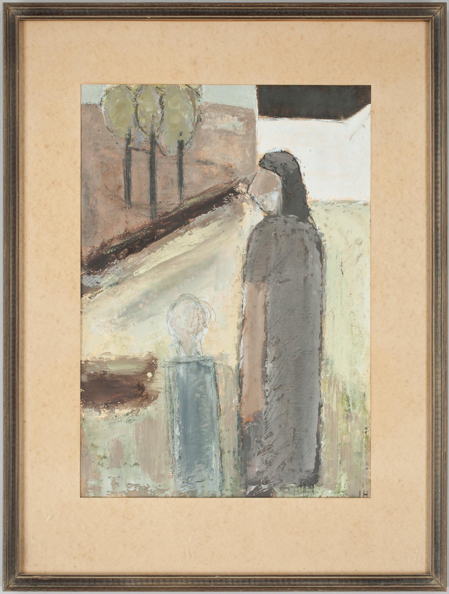 JOHANNES HOFMEISTER, olja på papper, monogramsign.