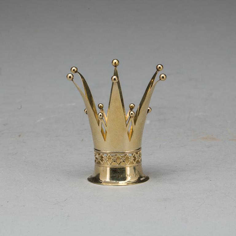 BRUDKRONA, förgyllt silver, K & E Carlson 1947, Göteborg. Ca 40g.