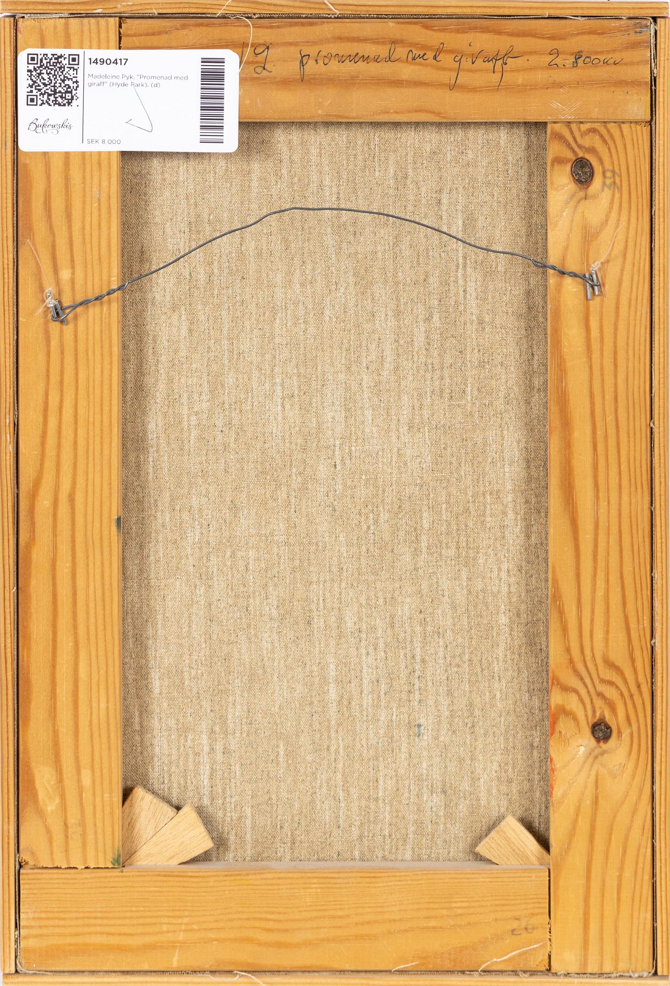 Madeleine Pyk, "Promenad med giraff" (Hyde Park).