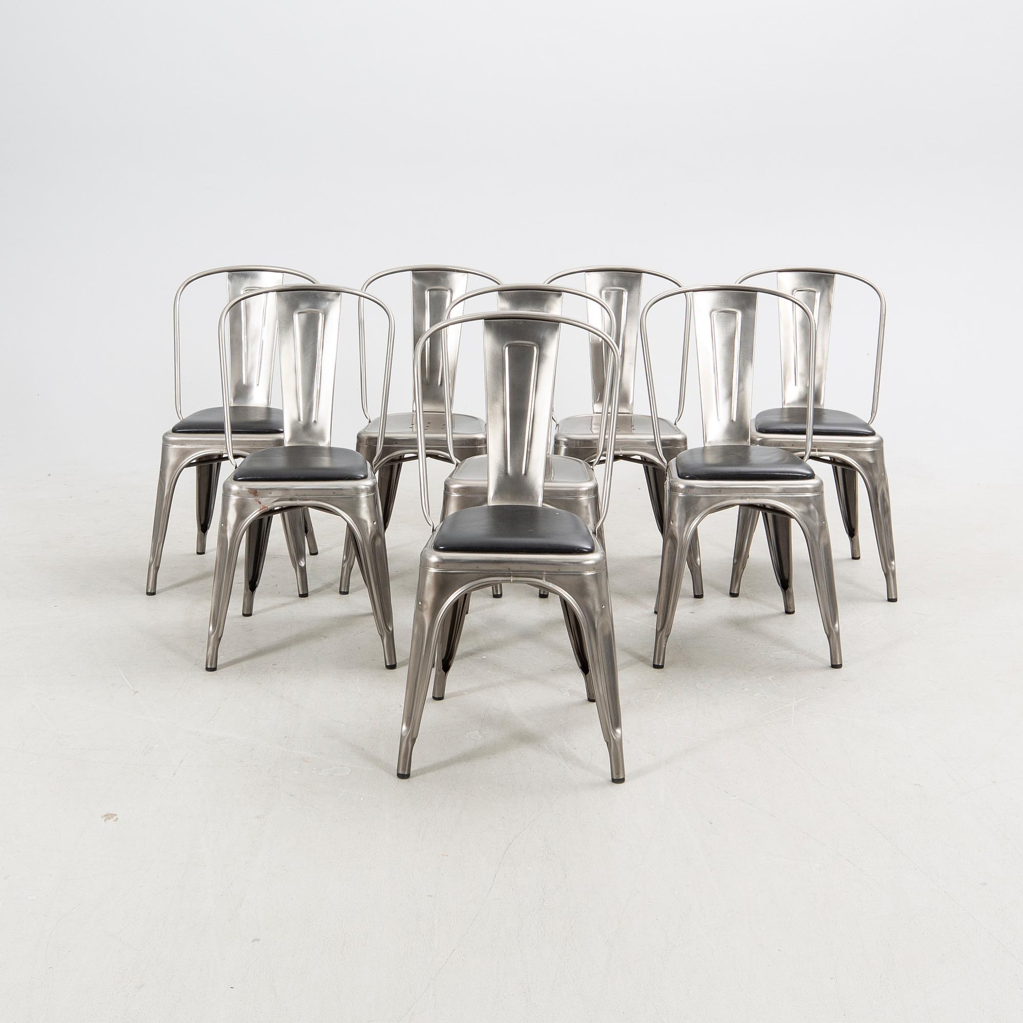 Xavier Pauchard chairs, 8 pcs, "A Stol", Tolix, France. 2000s.