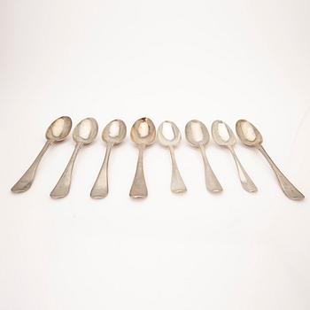 Collection of tablespoons, 28 pieces, silver, by 9 different master silversmiths, Kristianstad, 18th/19th century.