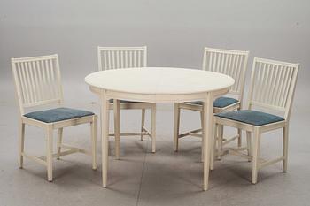 MATSALSBORD MED STOLAR, 1+4, design Svante Skogh. 1900-talets andra hälft.