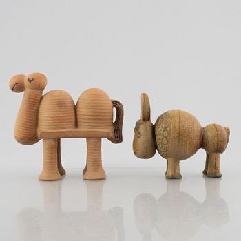 Lisa Larson, two stoneware figurines, 'Buffel' and 'Kamel' from the 'Jura' series, Gustavsberg.