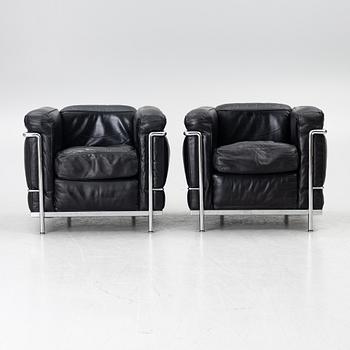 a pair of "LC2" armchairs, Cassina, second half of the 20th century.