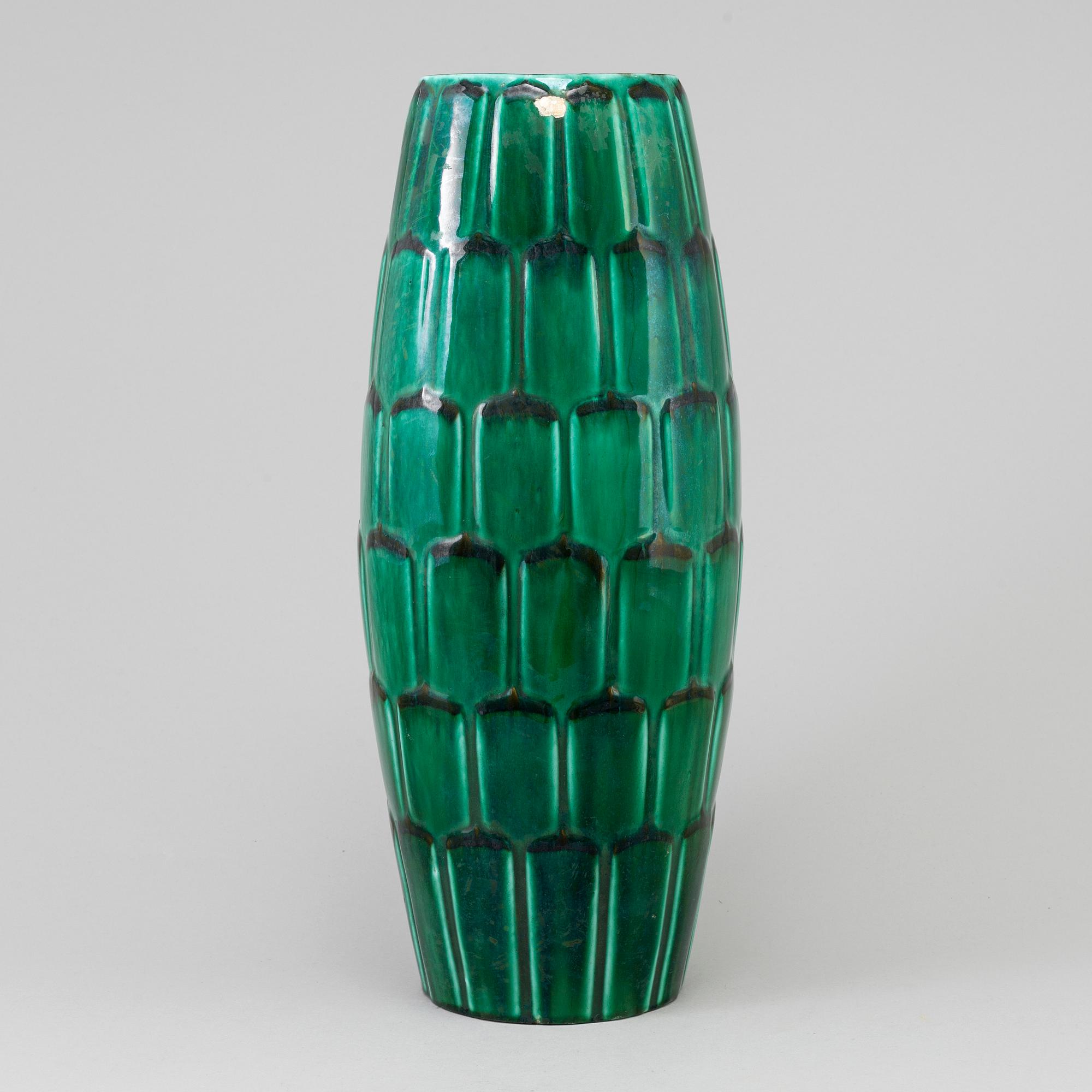 An 'Adria' earthenware floor vase from Upsala Ekeby, mid 20th Century.