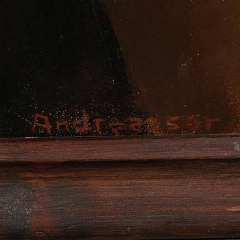 FOLKE ANDRÉASSON, olja på pannå, signerad.
