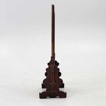 A large Chinese hardwood table screen/mirror, 20th century.