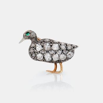 471. An antique-cut diamond brooch, in the shape of a duck. Total carat weight approximately 0.80 cts.