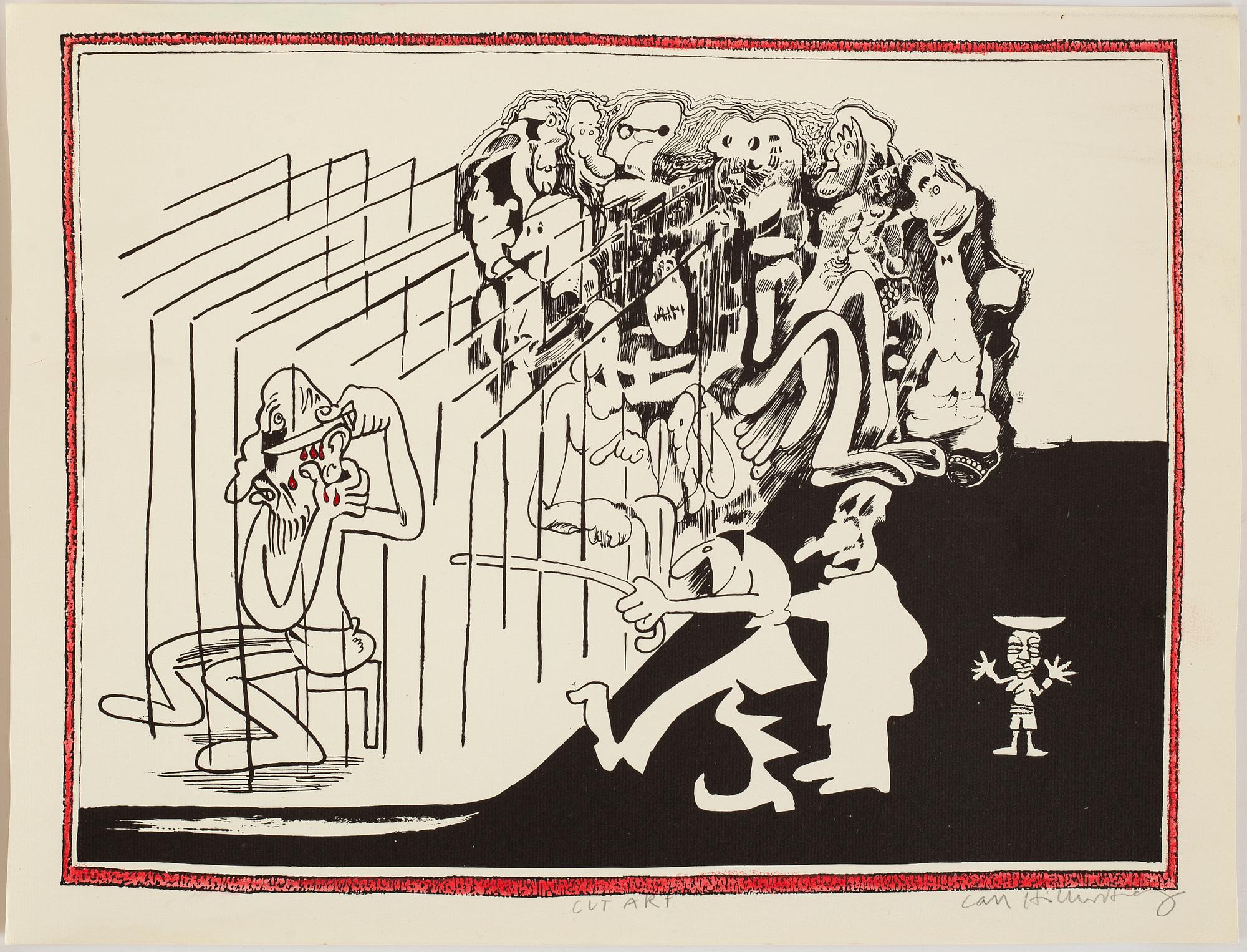 Lars Hillersberg, handkolerad litografier/collage, 4 st, signerade.