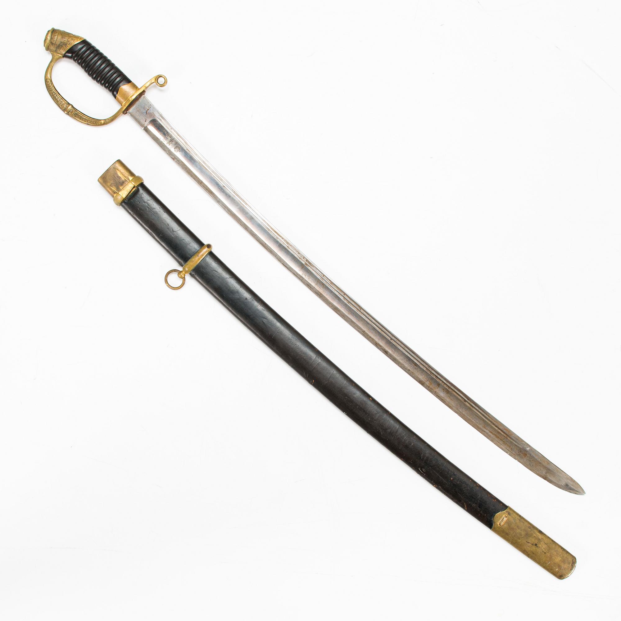 An Imperial Russian dragoon officer's shashka m 1881-1909, manufacturer's mark Zlatoust.