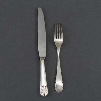 KG MARKSTRÖMS, 12+12 psc silver cutlery, model 'Snäck'. Stockholm, some 1950.