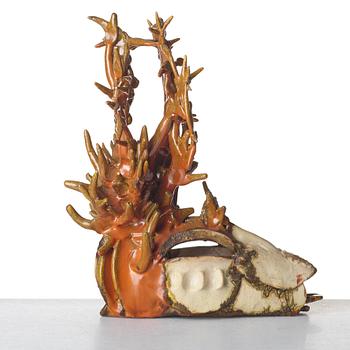 Hertha Hillfon, a ceramic sculpture of a deer's head, 1960.