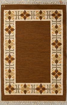 Rug flat weave signed FF (Swedish design: the company AB Fredrik Fiedler) woven in Portugal, approximately 202x136 cm.