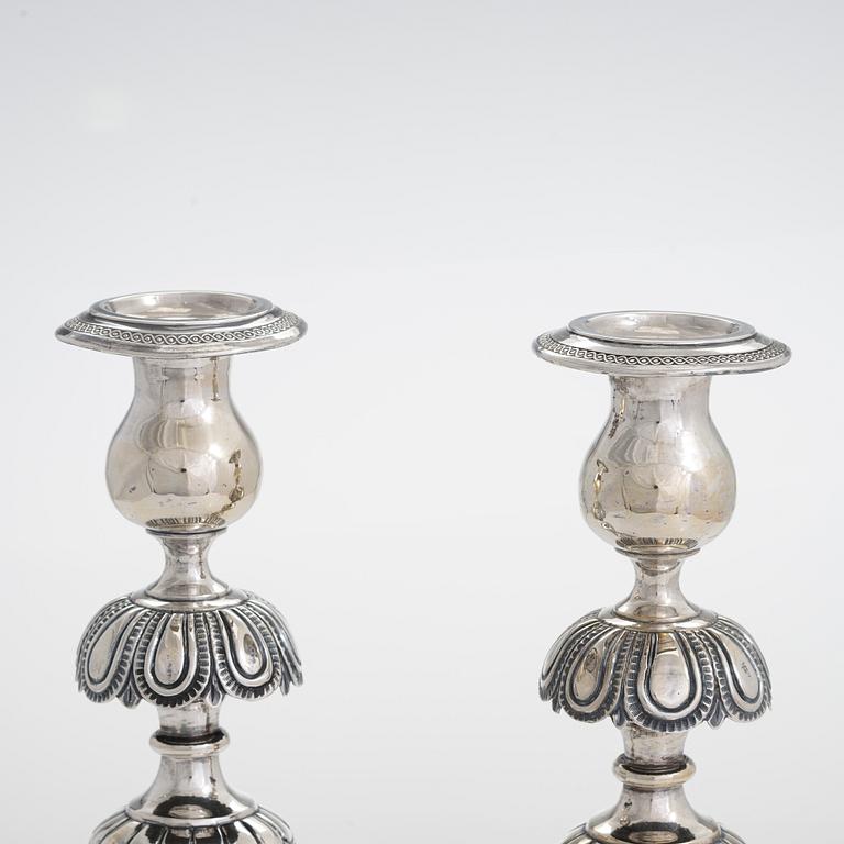 Jan Pogorzelski, a pair of silver candlesticks, Warsaw 1865.