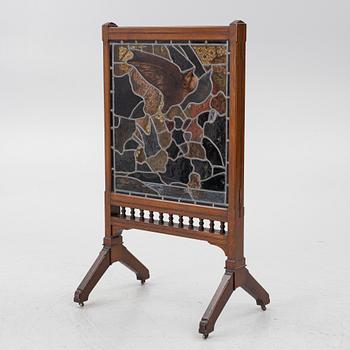 A fire screen, Maple & Co, England, circa 1900.