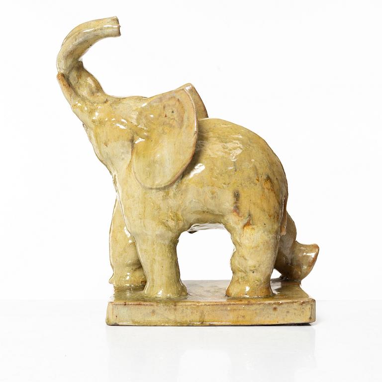 Allan Ebeling, a glazed ceramic sculpture of an elephant, Torshälla 1933.