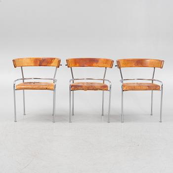 Gunnar Asplund, three leather upholstered 'GA1' armchairs, from Källemo, after 1988.