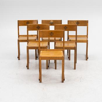 Sven Markelius, chairs, 6 pieces, 'Orkesterstolen', mid-20th century.