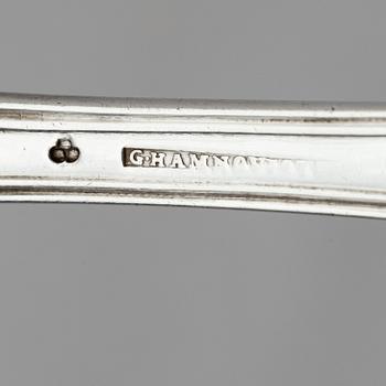 A Swedish late 18th/early 19th century silver cutlery set, 60 pieces, and a mahogany box.
