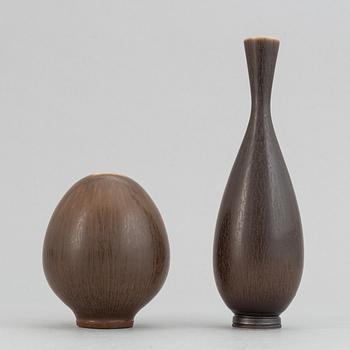 Berndt Friberg, two stoneware vases, Gustavsberg studio, Sweden.