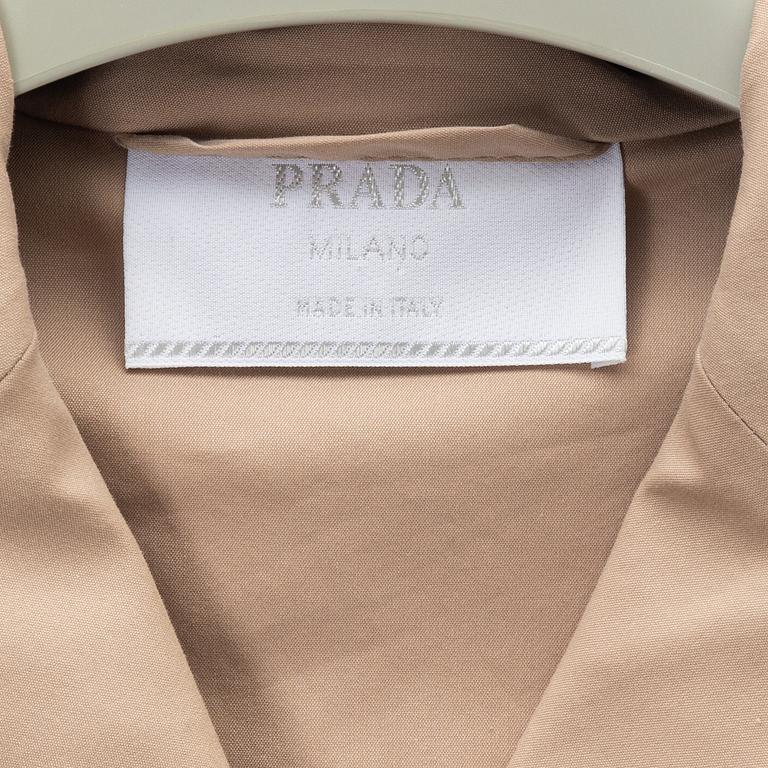 Prada, A beige cotton jacket/shirt and skirt, italian size 42.