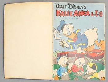 KALLE ANKA, 2 årgångar inbundna serietidningar, 1957 och 1958.
